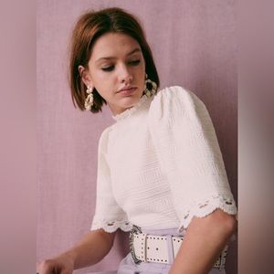 Sézane Victorien top, ecru, 34